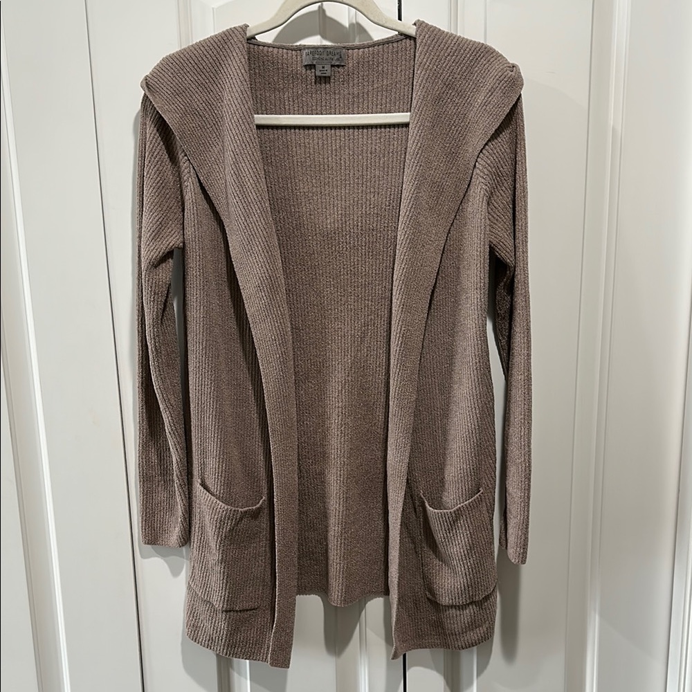 Barefoot Dreams CozyChic UltraLite Ribbed Hooded Cardigan Medium
